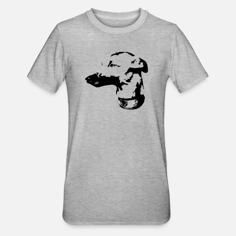 Whippet Kopf - Unisex Polycotton T-Shirt - Grau meliert