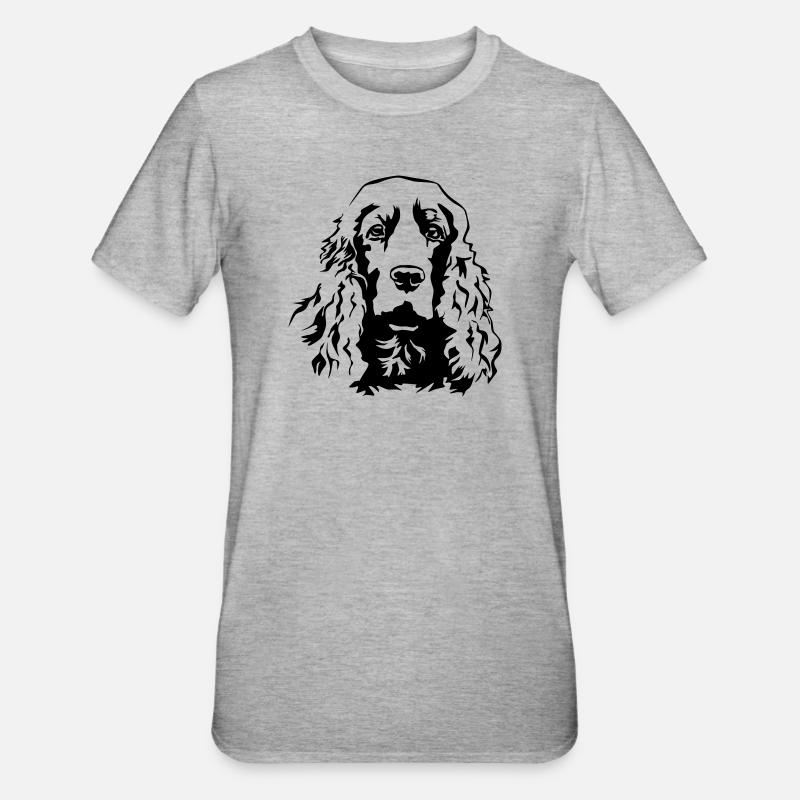 Tête de Cocker Spaniel - T-shirt polycoton Unisexe - gris chiné