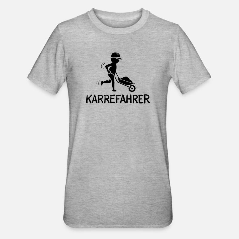 Bauarbeiter mit Schubkarre – KARREFAHRER - Unisex Polycotton T-Shirt - Grau meliert