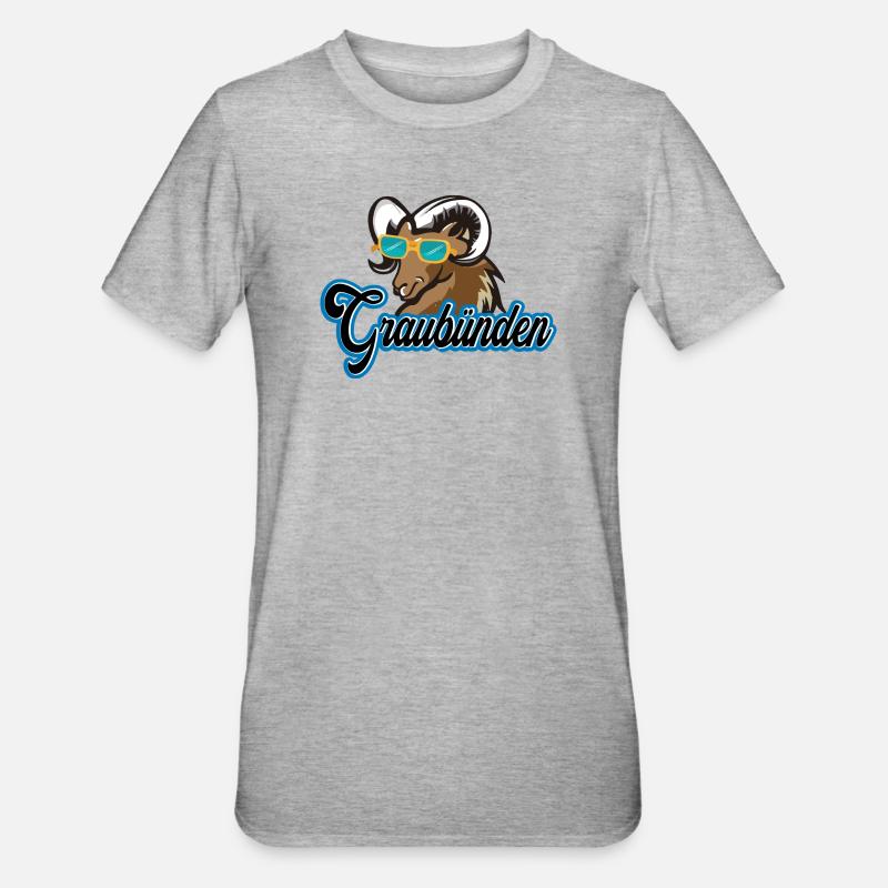 Graubünden Steinbock Stil - Unisex Polycotton T-Shirt - Grau meliert