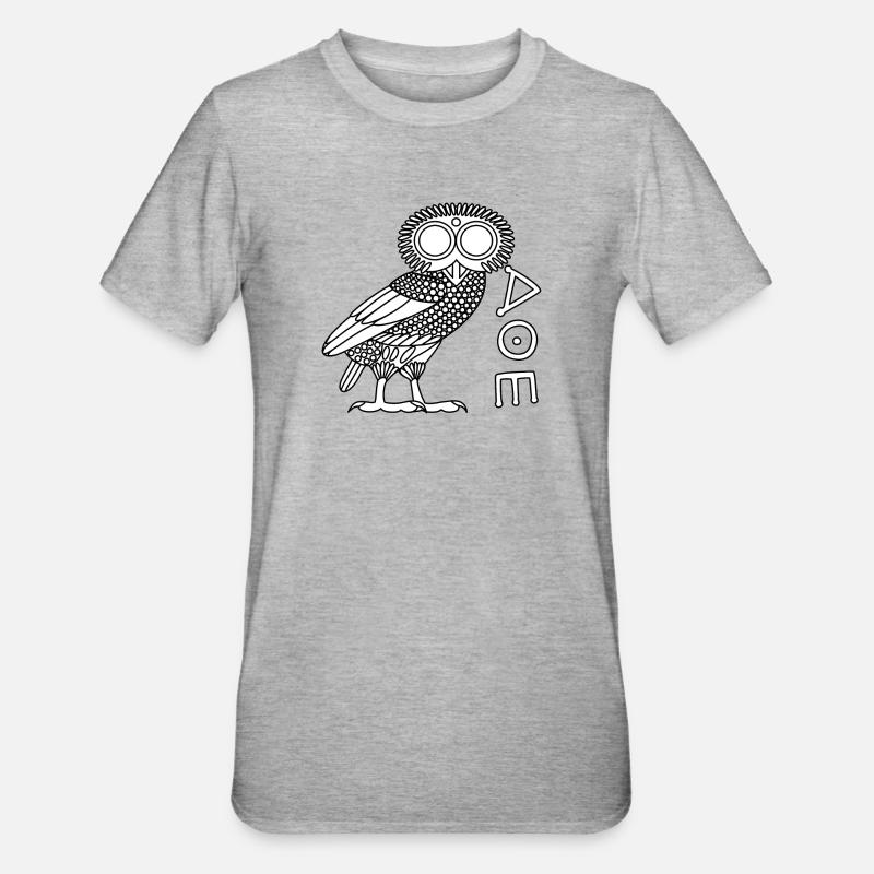Chouette d'Athéna [Blanc + Ethnicon] - T-shirt polycoton Unisexe - gris chiné