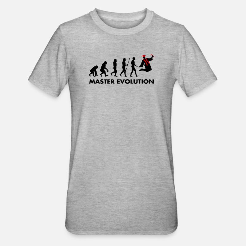 Master Evolution Prüfung Bestanden Schulabschluss - Unisex Polycotton T-Shirt - Grau meliert