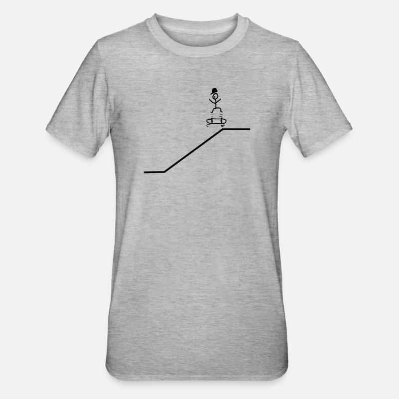 Skateboard Kickflip Junge Cap Cool - Unisex Polycotton T-Shirt - Grau meliert