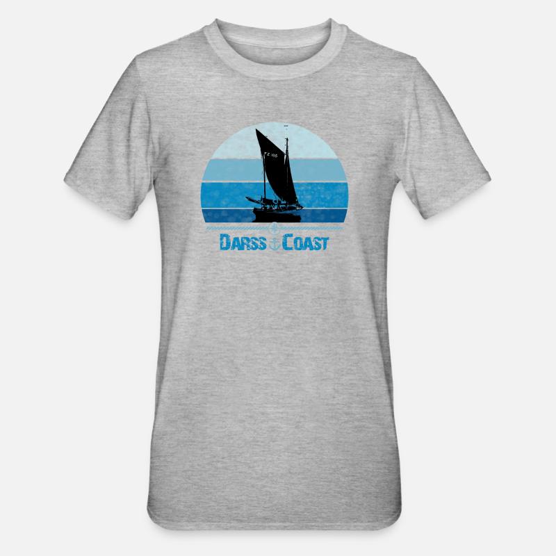 Darss Coast mit Zeesboot - Unisex Polycotton T-Shirt - Grau meliert