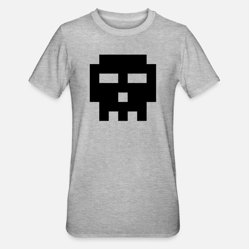 Crâne de pixels. - T-shirt polycoton Unisexe - gris chiné