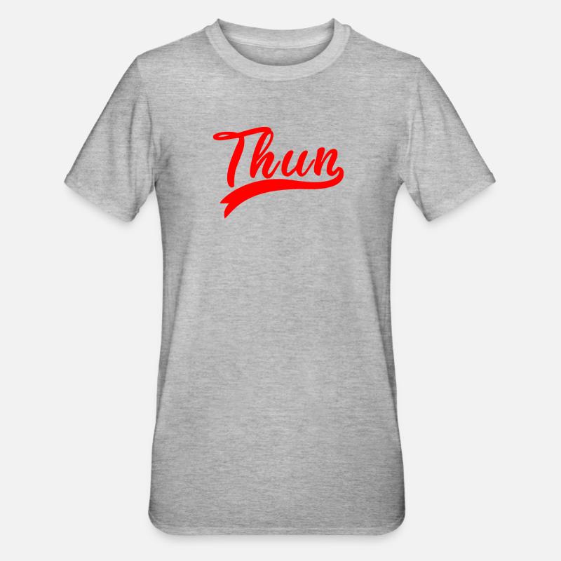 Thun Script Rot Logo - Unisex Polycotton T-Shirt - Grau meliert