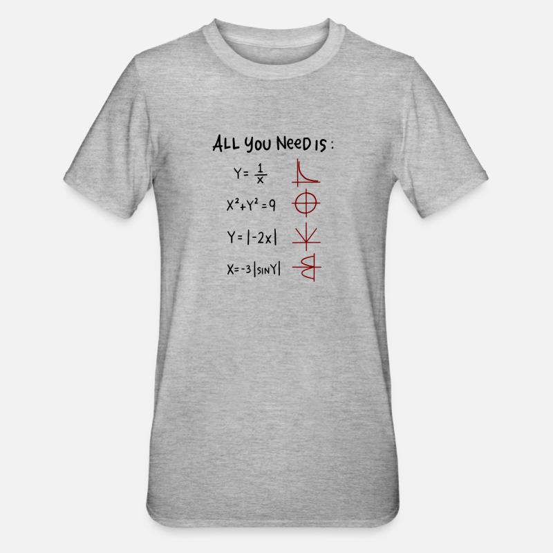 All you need is Love Math Trigonometric Functions - Unisex Polycotton T-Shirt - heather grey