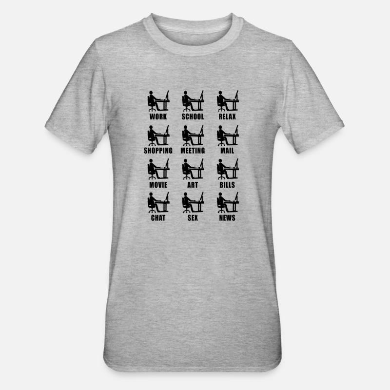 Computer Homeoffice Fun Geschenk - Unisex Polycotton T-Shirt - Grau meliert