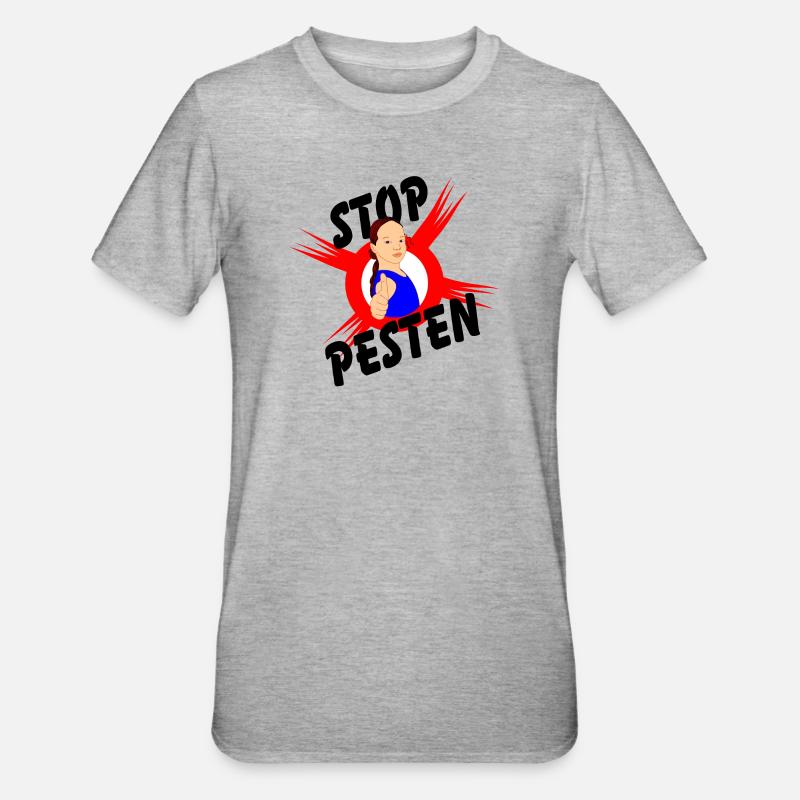 Stoppen Sie Mobbing Logo-Text STOP MOBBING' - Unisex Polycotton T-Shirt - Grau meliert