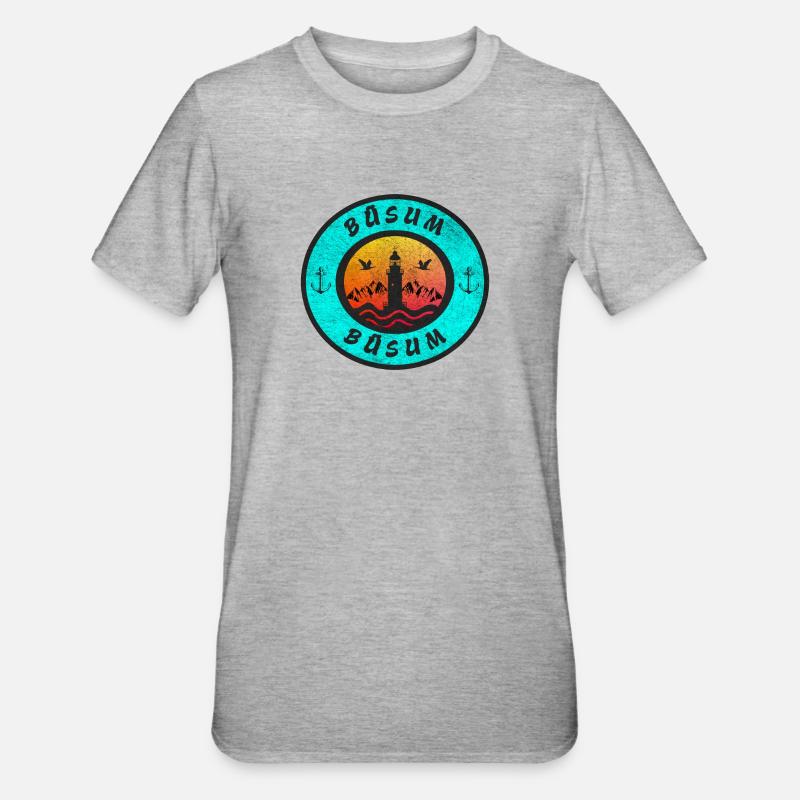 Büsum Leuchtturm Design / Geschenkidee - Unisex Polycotton T-Shirt - Grau meliert