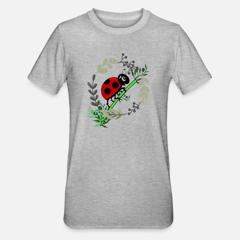 Ladybug botany comic style - Unisex Polycotton T-Shirt - heather grey