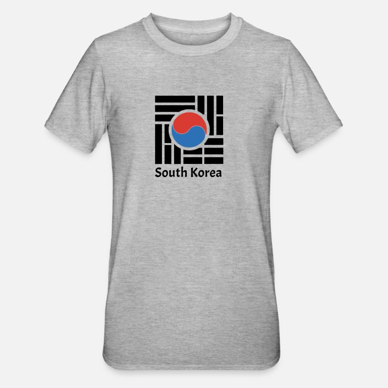 Conception de symboles coréens Yin et Yang - T-shirt polycoton Unisexe - gris chiné