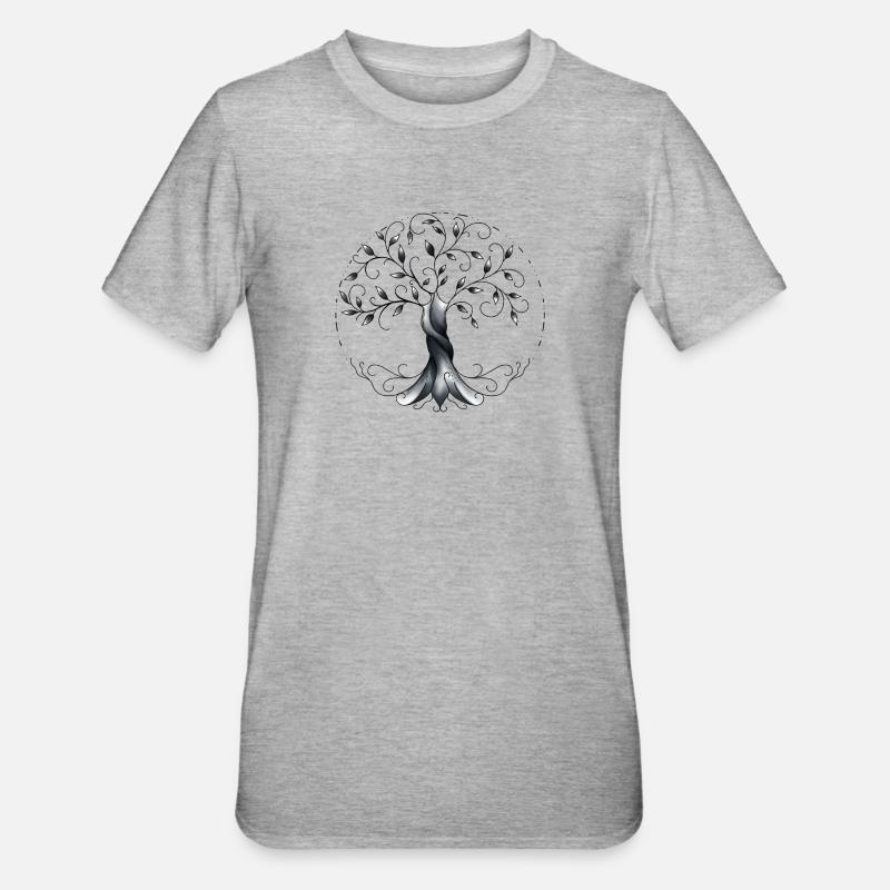 Baum des Lebens - Unisex Polycotton T-Shirt - Grau meliert
