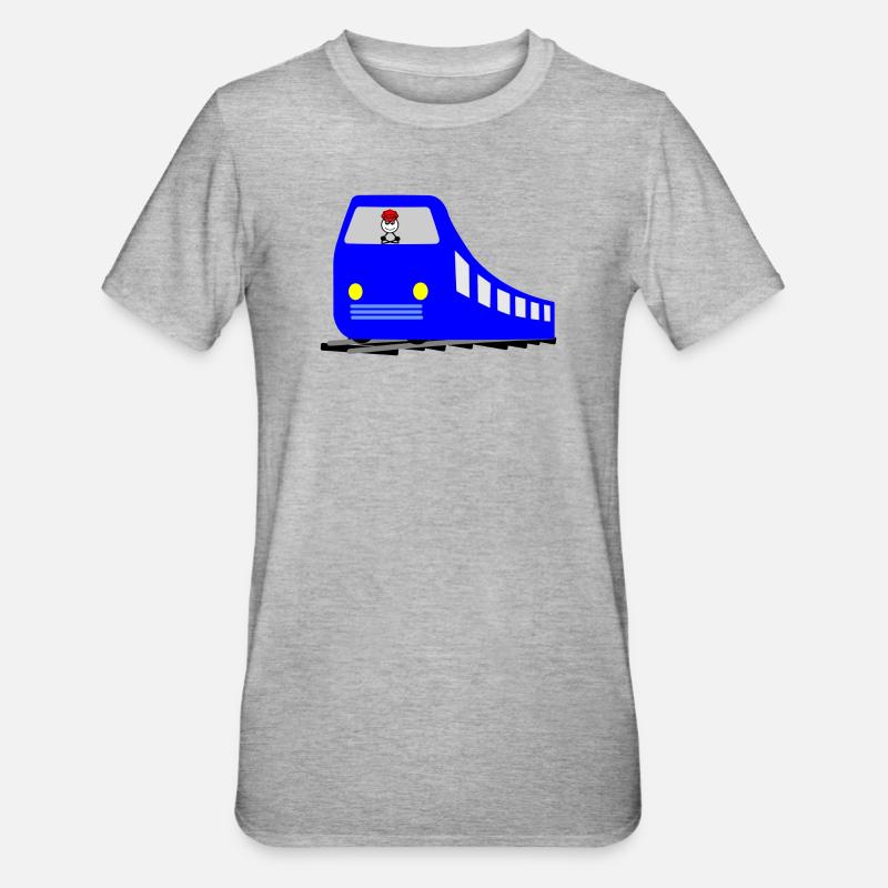 Train ou métro sur les rails avec chauffeur - T-shirt polycoton Unisexe - gris chiné