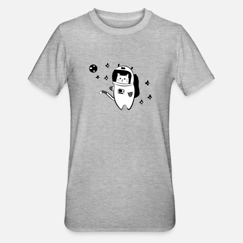 Chat cool dans l'espace - T-shirt polycoton Unisexe - gris chiné