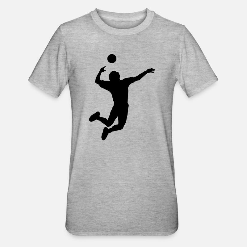 Volleyball gesprungen Schlag oder Service - Unisex Polycotton T-Shirt - Grau meliert