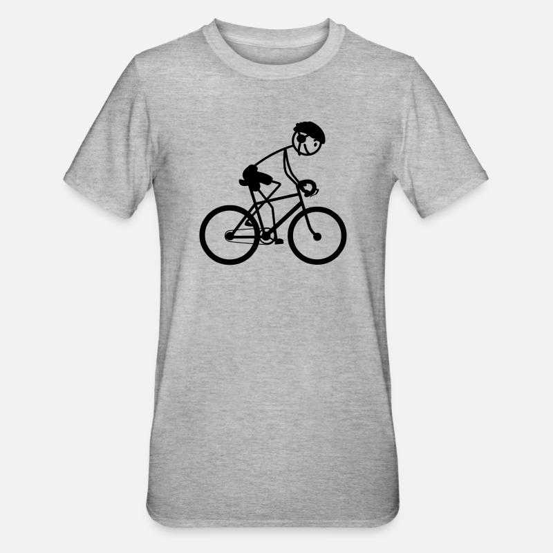 Jung oder Mann auf dem Fahrrad - Unisex Polycotton T-Shirt - Grau meliert