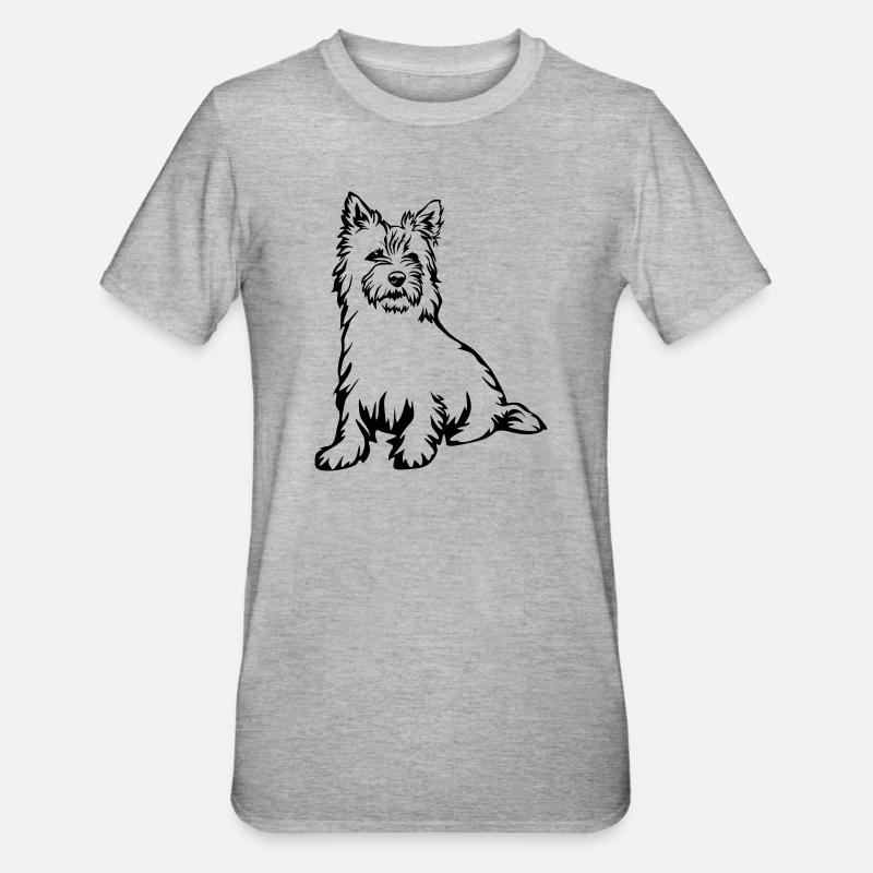 Cairn Terrier - T-shirt polycoton Unisexe - gris chiné