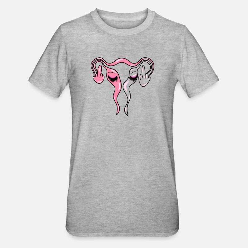 Eierstöcke / Gebärmutter mit Lashes - Unisex Polycotton T-Shirt - Grau meliert