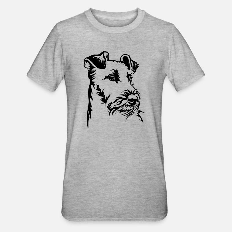Irish Terrier Kopf - Unisex Polycotton T-Shirt - Grau meliert