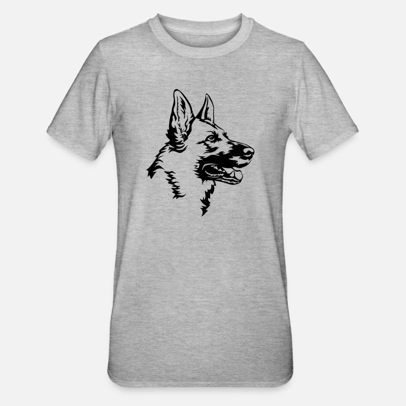 Deutscher Schäferhund Kopf - Unisex Polycotton T-Shirt - Grau meliert