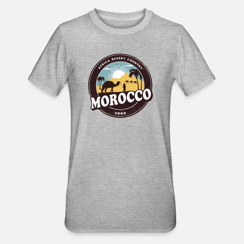 Maroc Camel Desert Design / Idée cadeau - T-shirt polycoton Unisexe - gris chiné