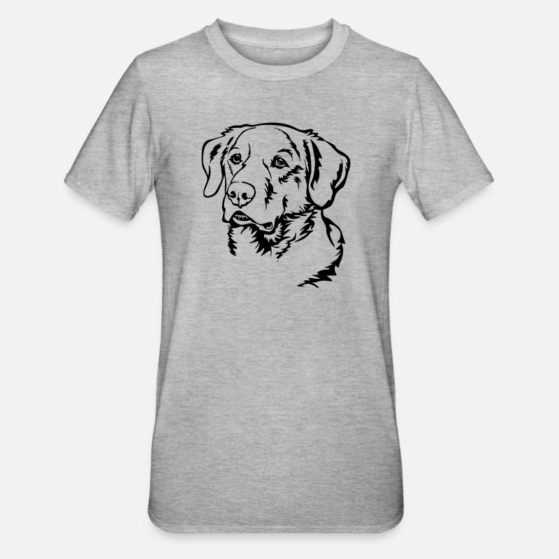 Tête de labrador - T-shirt polycoton Unisexe - gris chiné