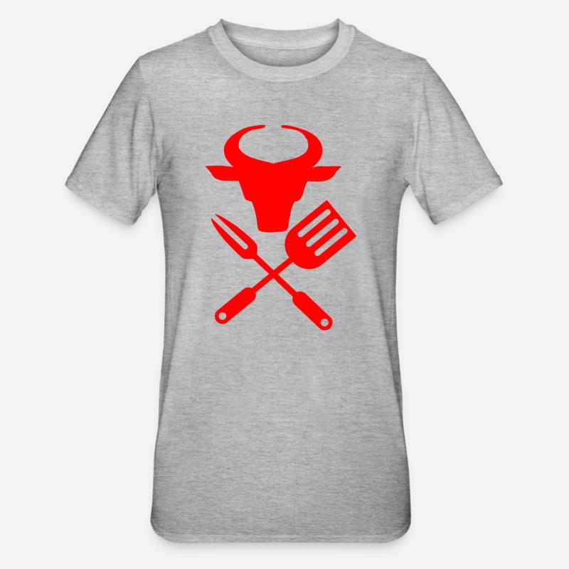 Bull head Barbeque tools, kitchen utensils - Unisex Polycotton T-Shirt - heather grey