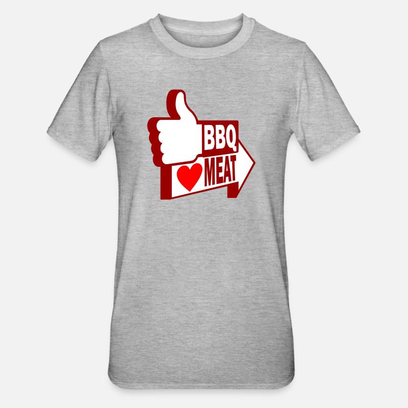 Wie BBQ, lieben Fleisch - Unisex Polycotton T-Shirt - Grau meliert