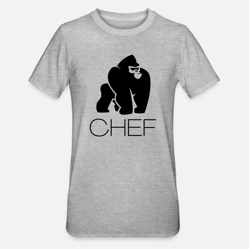 Silverback Gorilla Chef Entrepreneur Gift - Unisex Polycotton T-Shirt - heather grey