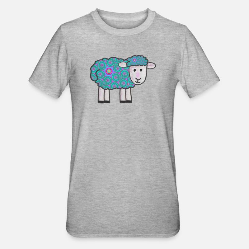 Spiralfarbenes Schäfchen Muster - Unisex Polycotton T-Shirt - Grau meliert