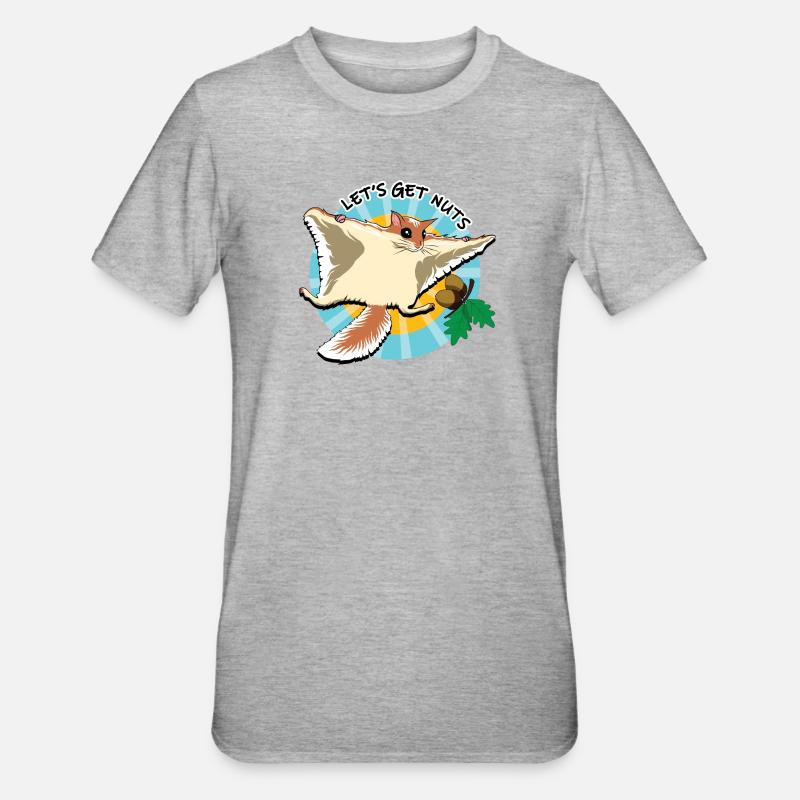 Fliegendes Eichhörnchen - Let es Get Nuts - Unisex Polycotton T-Shirt - Grau meliert
