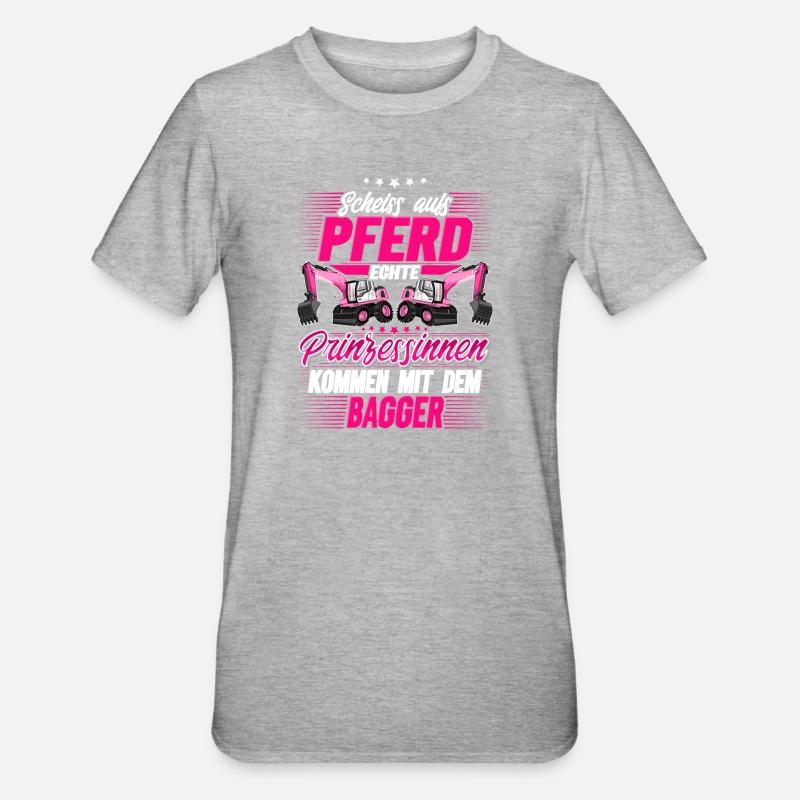 Baggerfahrerin - Unisex Polycotton T-Shirt - Grau meliert
