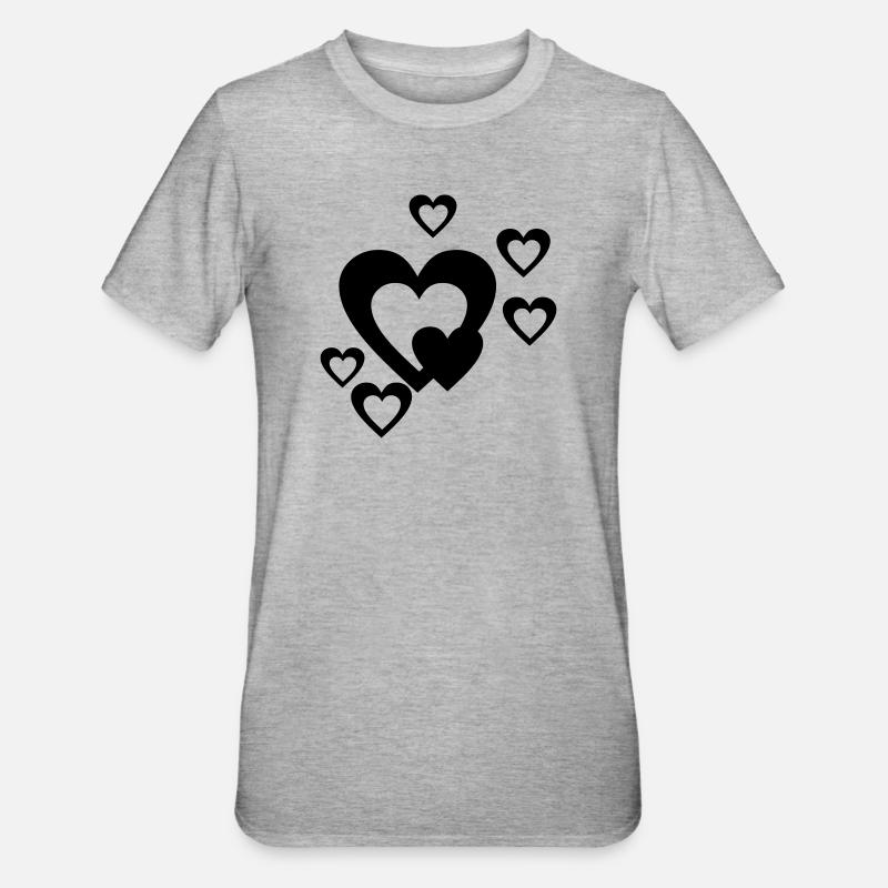 Herz - Unisex Polycotton T-Shirt - Grau meliert
