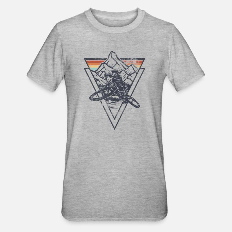 Coucher de soleil en géométrie sommitale - T-shirt polycoton Unisexe - gris chiné