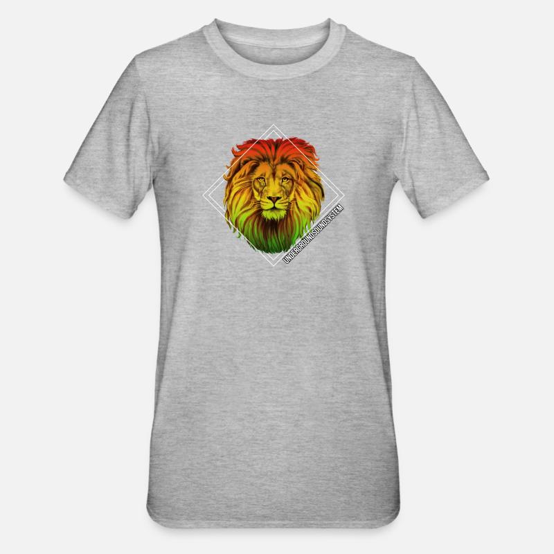 Rainbow Lion Diamond Pattern - Unisex Polycotton T-Shirt - heather grey