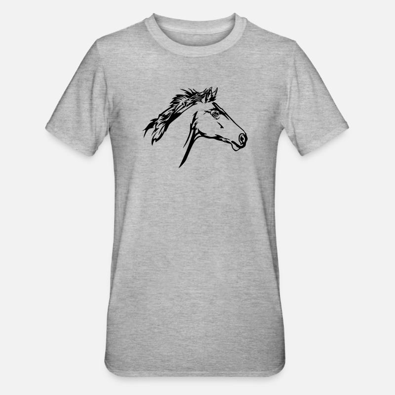 Tête de cheval en course - T-shirt polycoton Unisexe - gris chiné