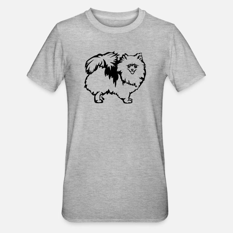 Zwergspitz - Unisex Polycotton T-Shirt - Grau meliert