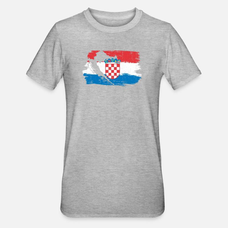 Drapeau croate à la brosse - T-shirt polycoton Unisexe - gris chiné