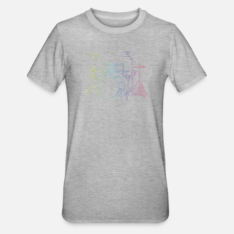 Drumset Sticks Drummer Drums Drummer - T-shirt polycoton Unisexe - gris chiné