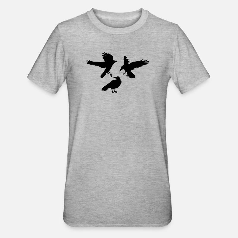 Three raven crows - Unisex Polycotton T-Shirt - heather grey