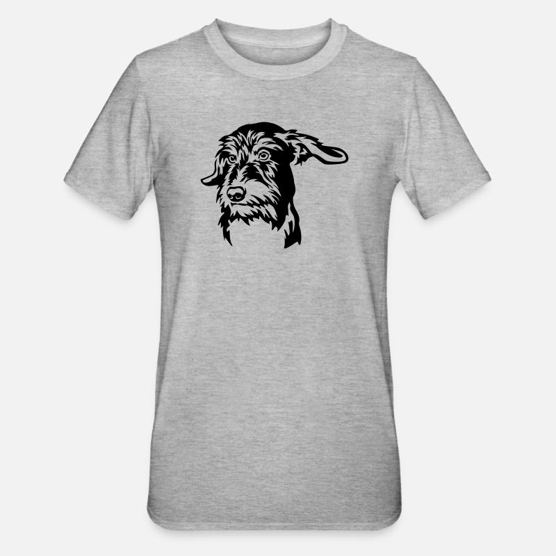 Tête de teckel - T-shirt polycoton Unisexe - gris chiné