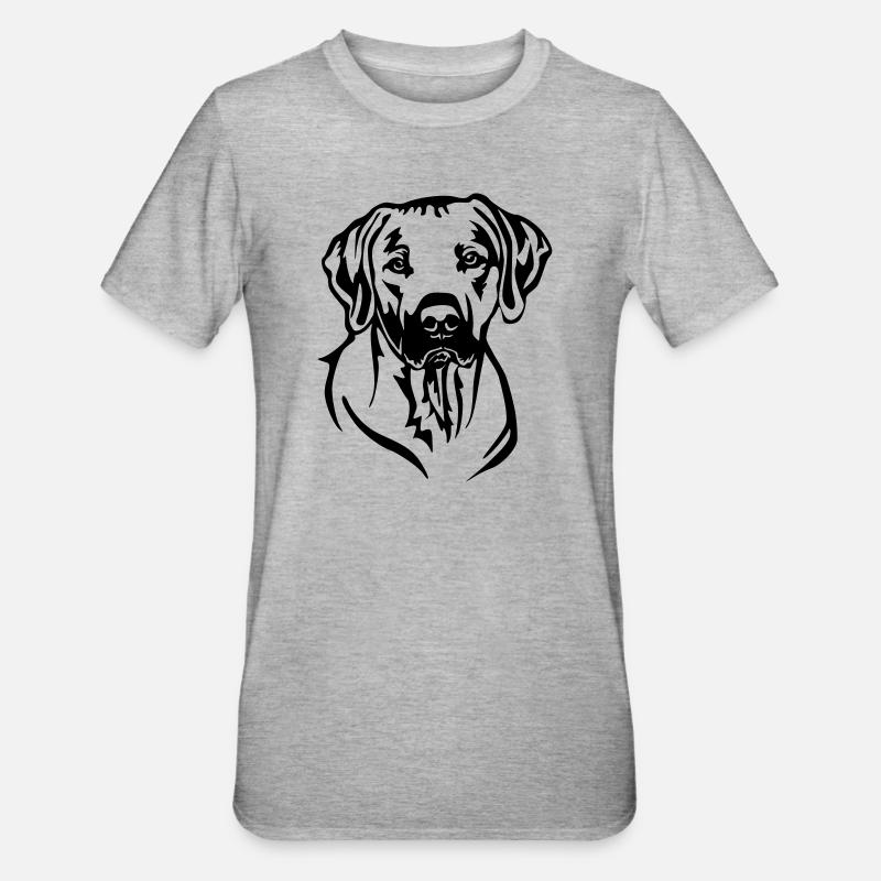 Rhodesian Ridgeback Head - Unisex Polycotton T-Shirt - heather grey