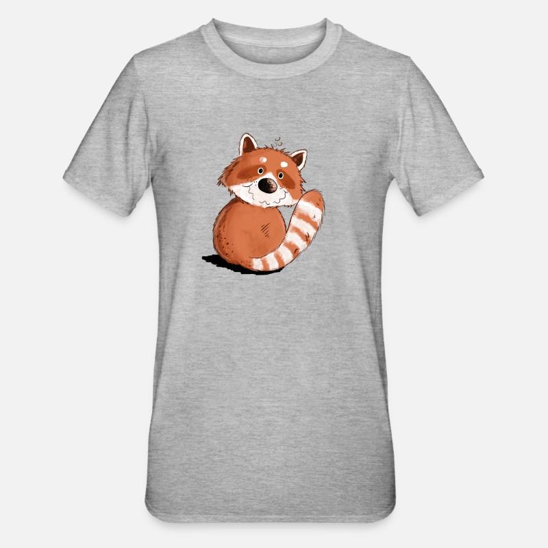 Droll Red Panda I Faune - T-shirt polycoton Unisexe - gris chiné