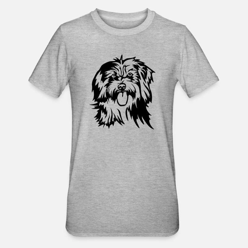 Tête de Berger des Pyrénées - T-shirt polycoton Unisexe - gris chiné