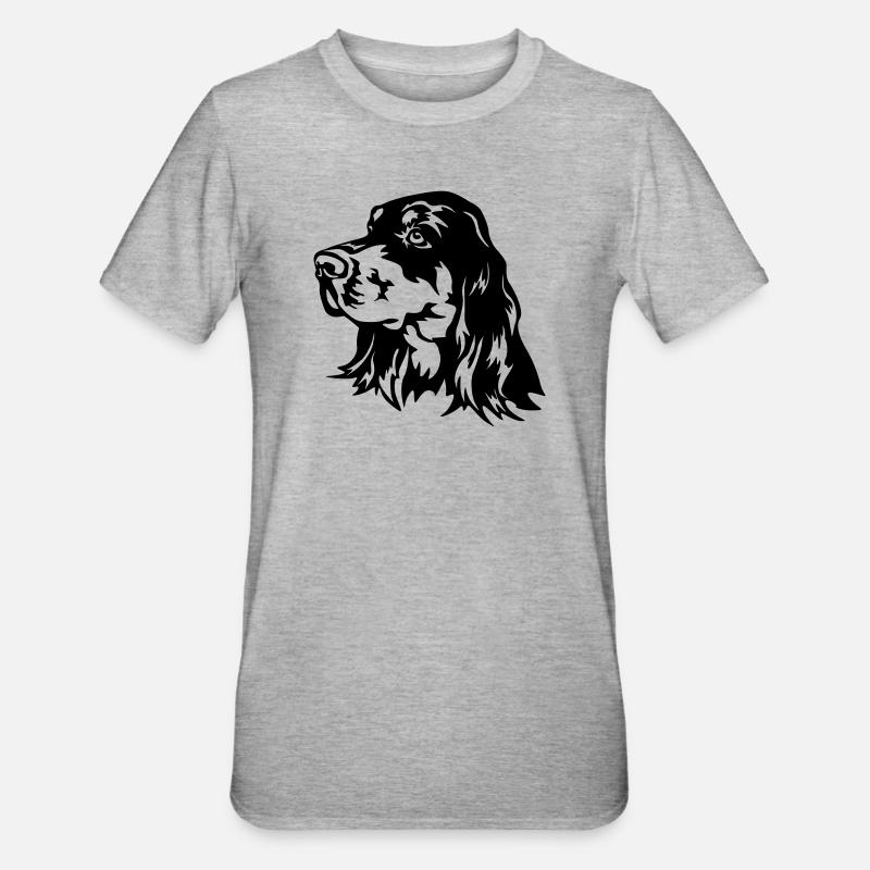 Gordon Setter Kopf - Unisex Polycotton T-Shirt - Grau meliert
