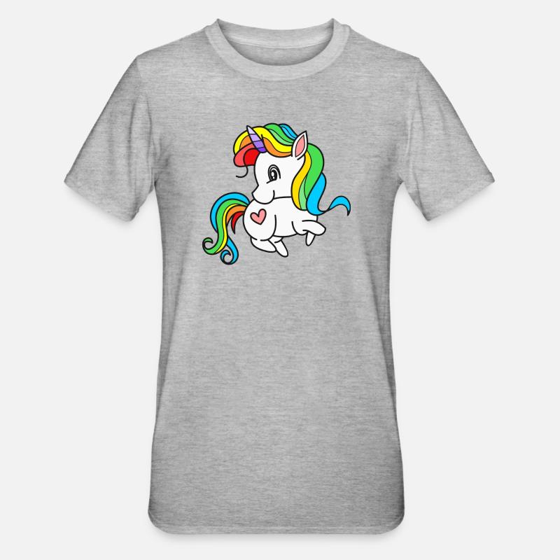 Einhorn Einhörner - Unisex Polycotton T-Shirt - Grau meliert