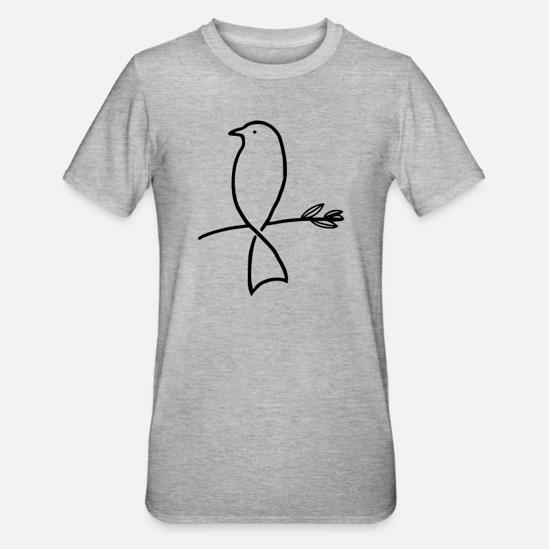 Vogel auf einem Ast - Unisex Polycotton T-Shirt - Grau meliert