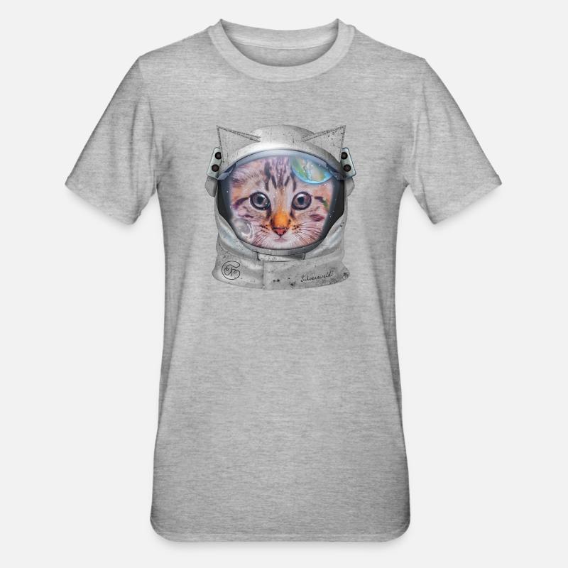 Chat dans l’espace - T-shirt polycoton Unisexe - gris chiné