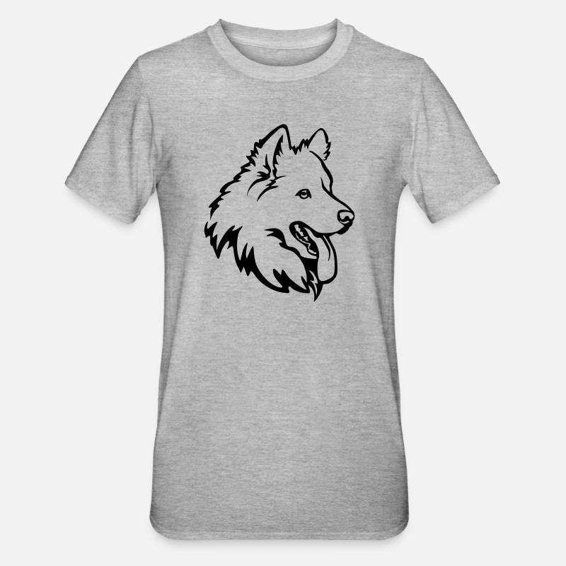 Samojede Kopf - Unisex Polycotton T-Shirt - Grau meliert